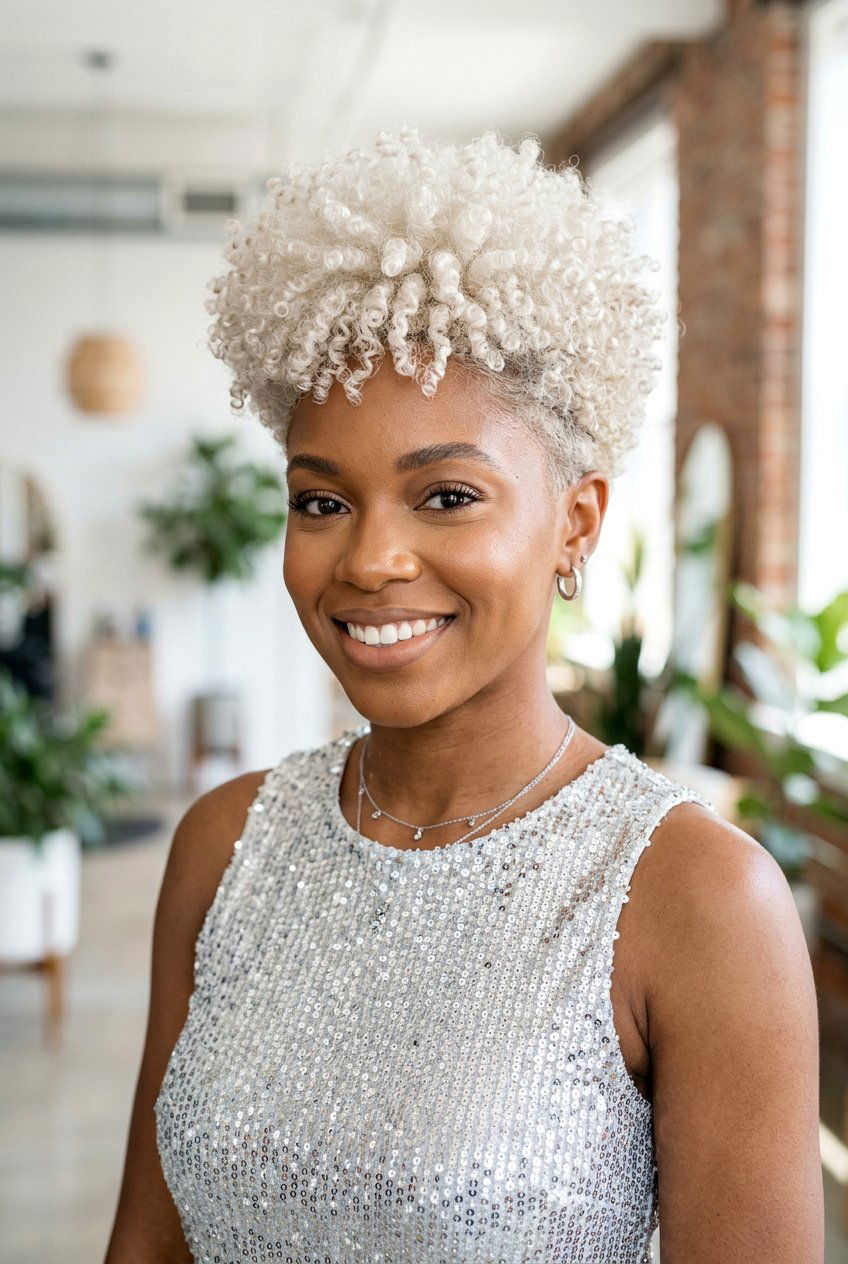 Platinum Blonde Tapered Fro - 20 tapered fro with color for women - 20 tapered fro with color for women