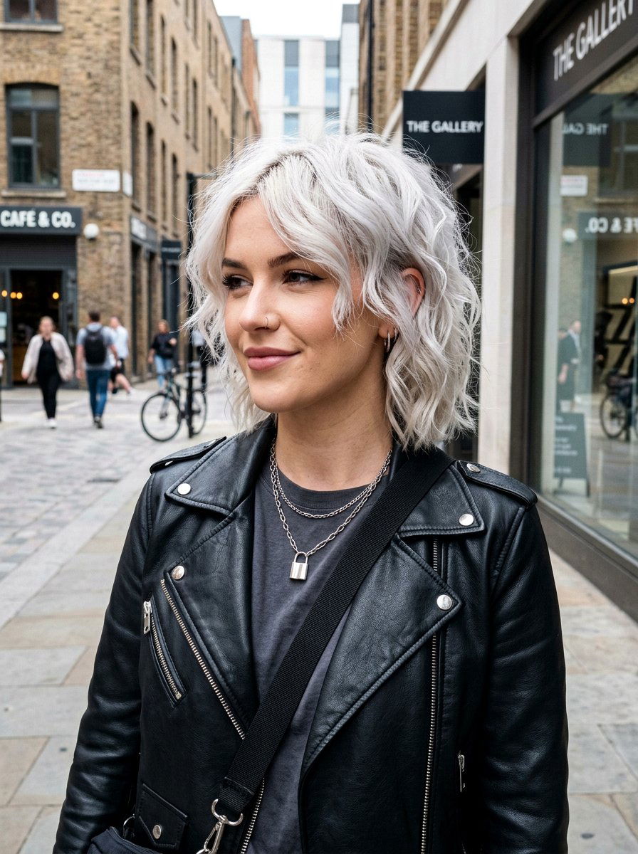 Platinum Blonde Wavy Bixie - 20 wavy bixie haircut for thick hair - 20 wavy bixie haircut for thick hair
