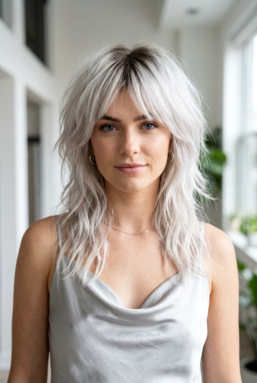 Platinum Blonde Wolf Cut - 20 hair color ideas for wolf cuts - 20 hair color ideas for wolf cuts