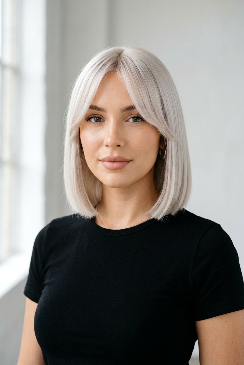 Platinum Bob With Curtain Bangs - 20 bob with curtain bangs - 20 bob with curtain bangs