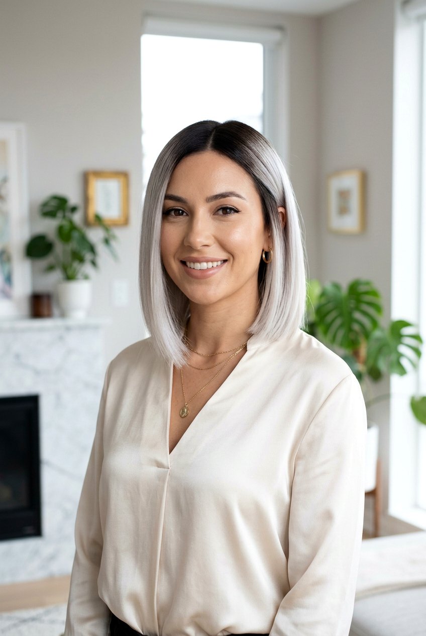 Platinum Bob With Dark Roots - 20 rooted platinum blonde for women over 50 - 20 rooted platinum blonde for women over 50