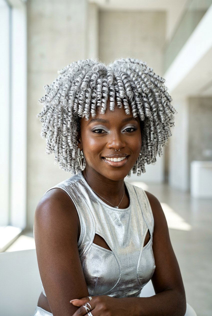 Platinum Finger Coils - 20 finger coils hairstyle for natural hair - 20 finger coils hairstyle for natural hair