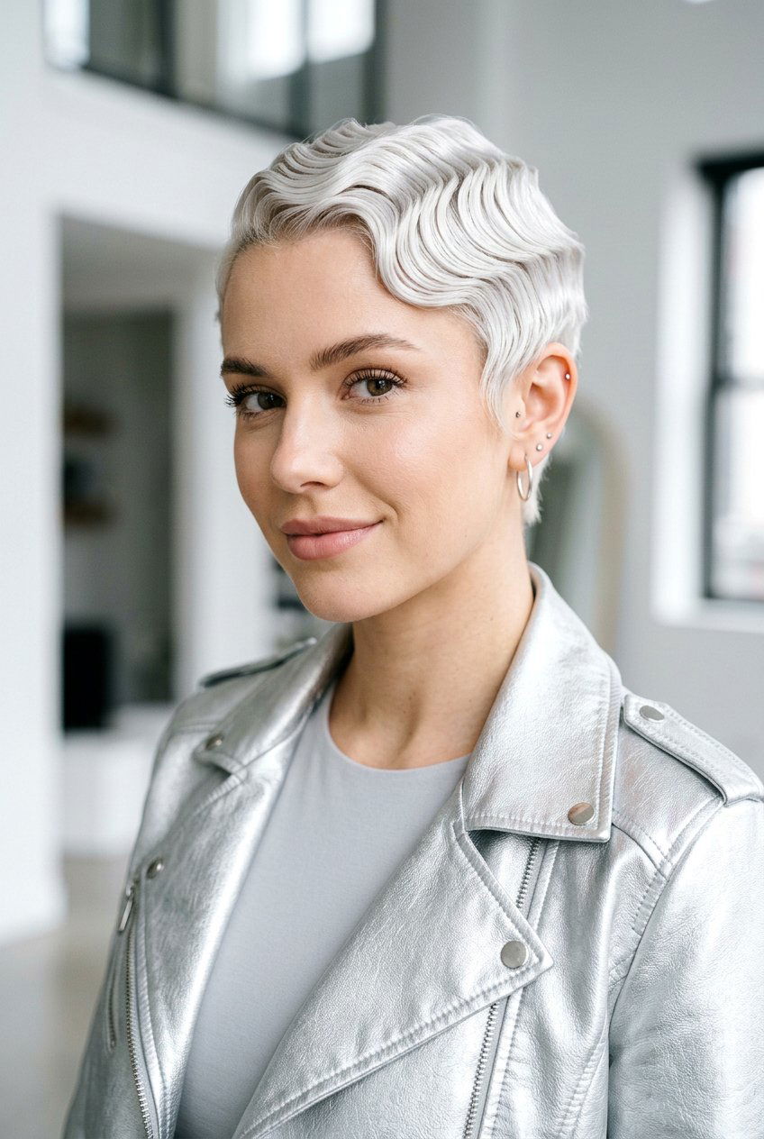 Platinum Finger Waves Short Hair - 20 finger waves on short natural hair - 20 finger waves on short natural hair