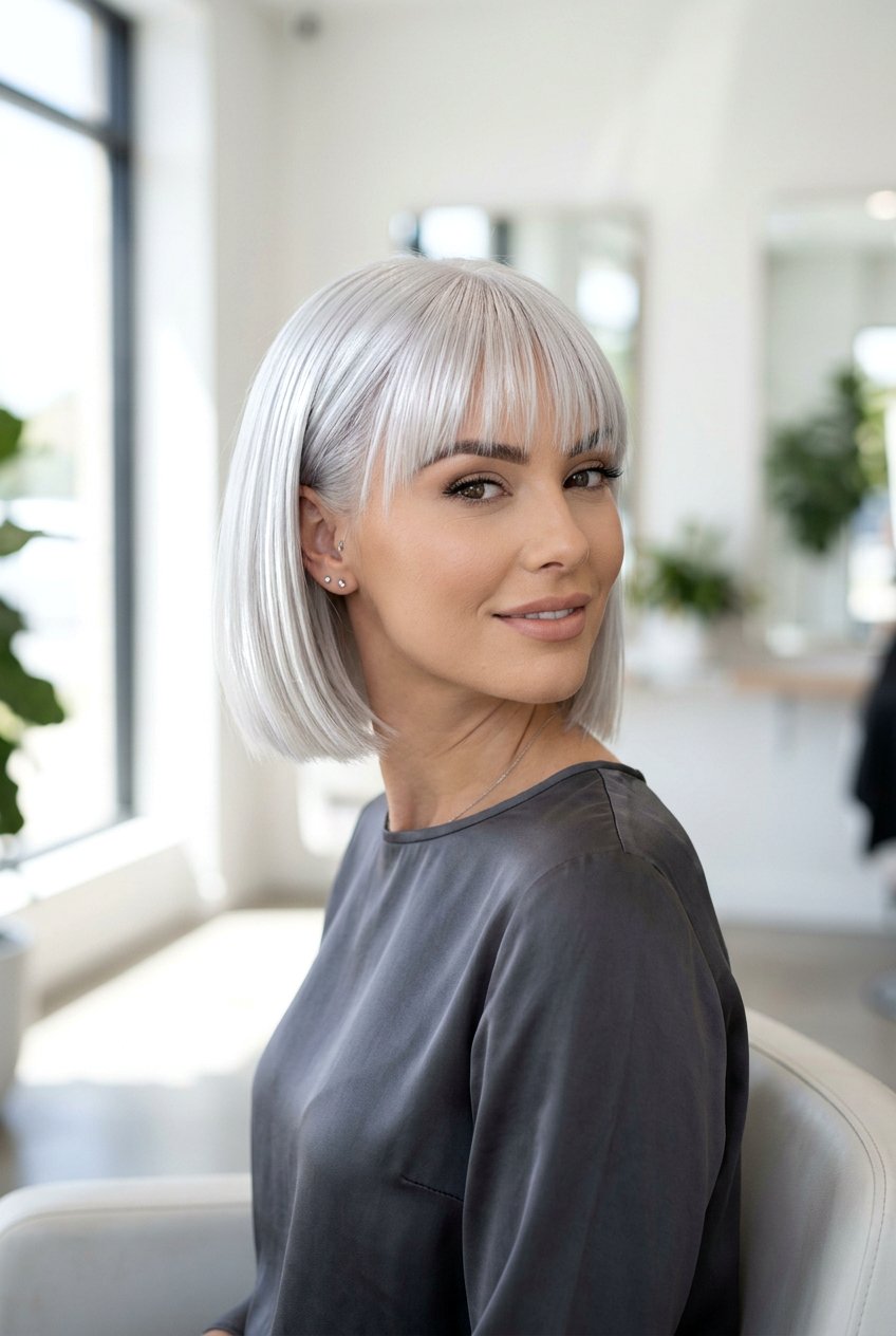 Platinum Glass Hair Bob - 20 glass hair haircut - 20 glass hair haircut