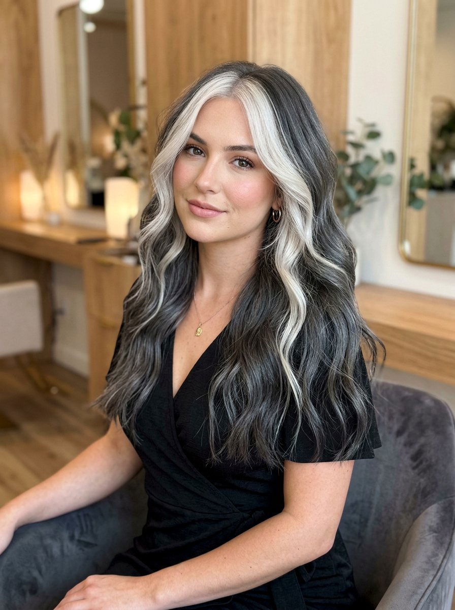 Platinum Gray Balayage Face Framing - 20 platinum gray balayage - 20 platinum gray balayage