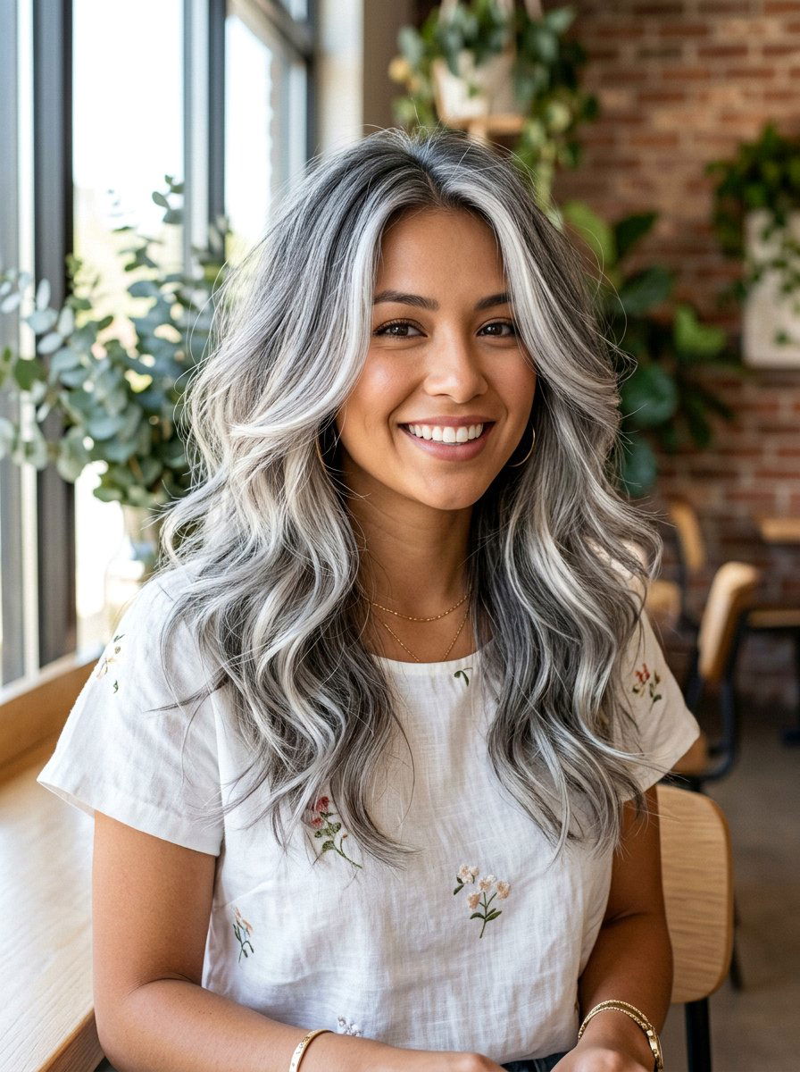 Platinum Gray Balayage Layered Haircut - 20 platinum gray balayage - 20 platinum gray balayage