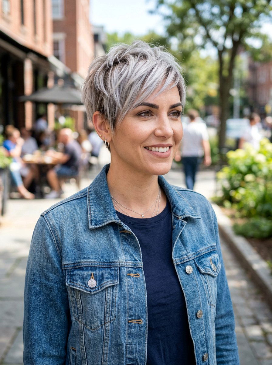 Platinum Gray Balayage Pixie Cut - 20 platinum gray balayage - 20 platinum gray balayage