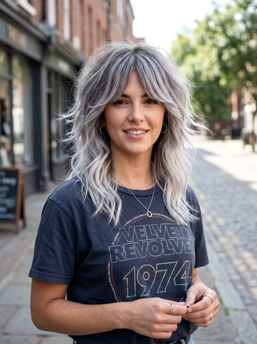 Platinum Gray Balayage Shag Haircut - 20 platinum gray balayage - 20 platinum gray balayage