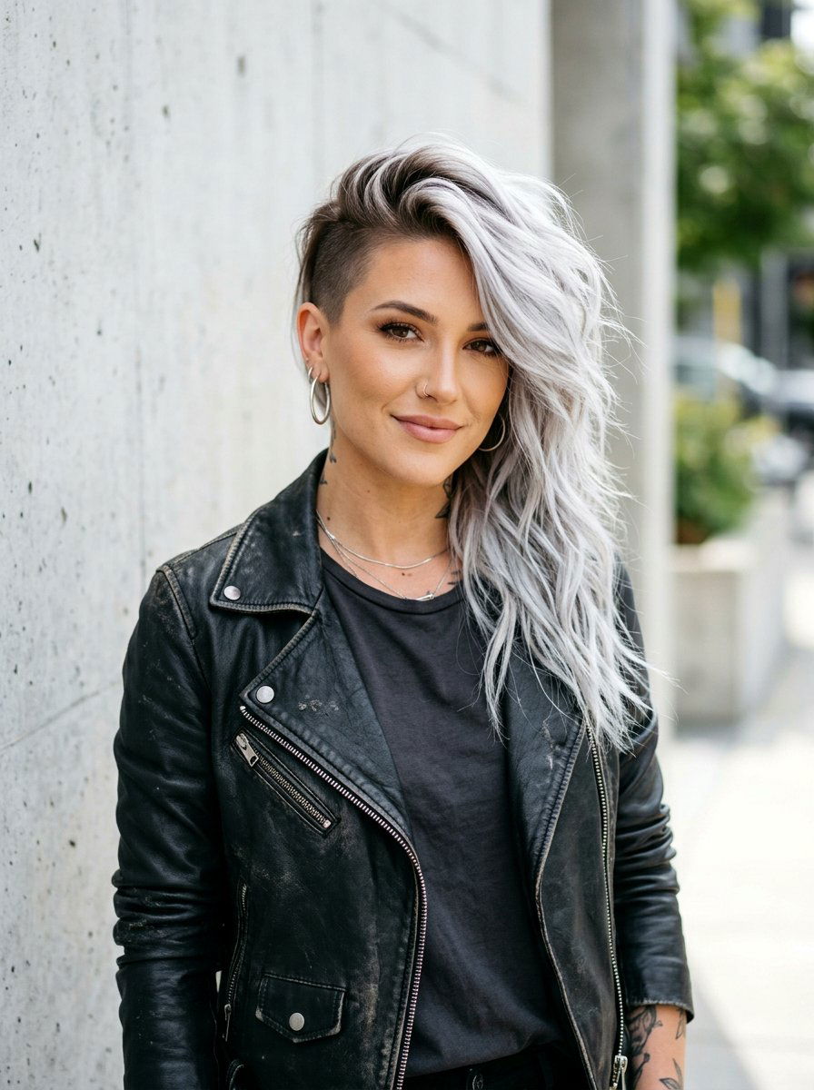 Platinum Gray Balayage Undercut - 20 platinum gray balayage - 20 platinum gray balayage