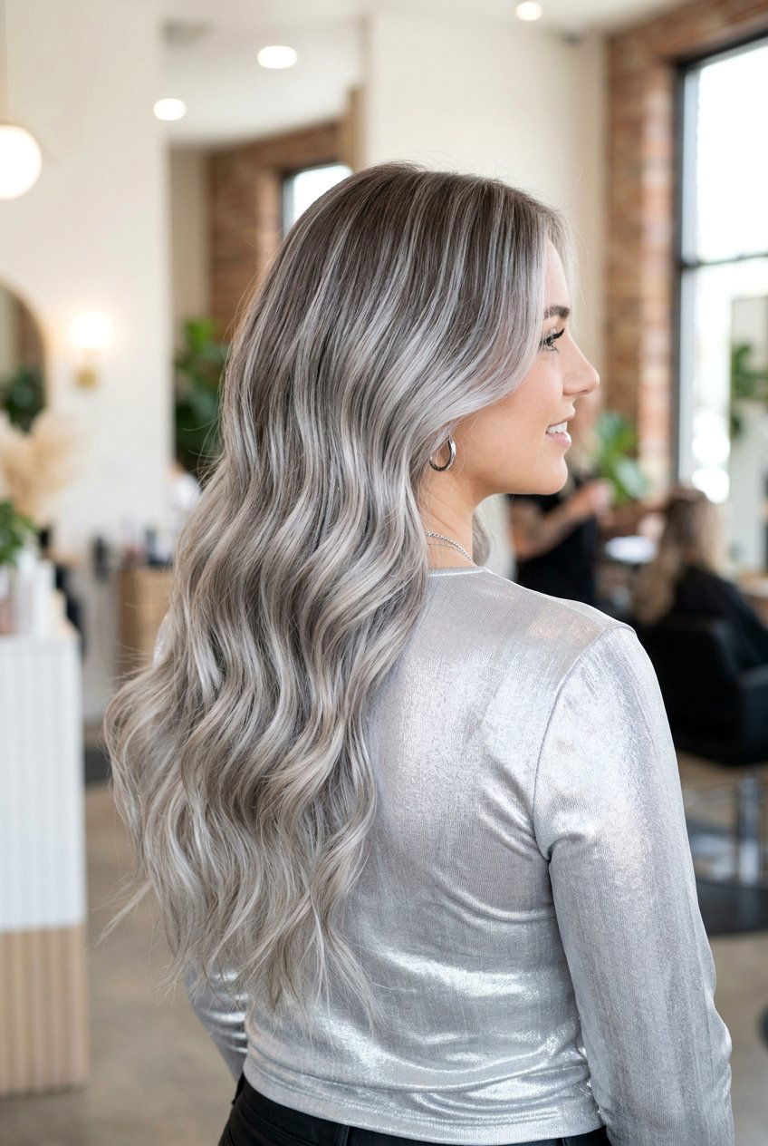 Platinum Gray Balayage - 20 soft gray blonde balayage - 20 soft gray blonde balayage