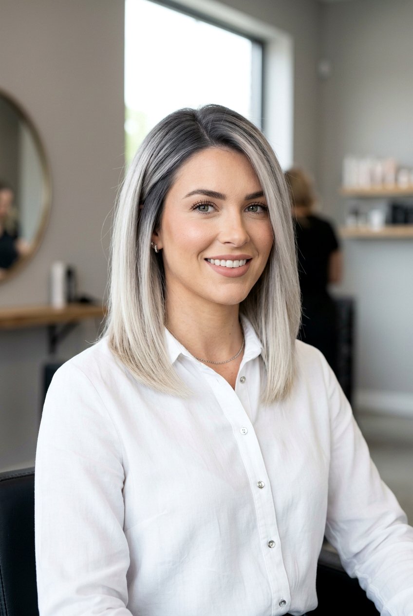 Platinum Gray Root Shadow Balayage - 20 gray blending balayage for blondes - 20 gray blending balayage for blondes