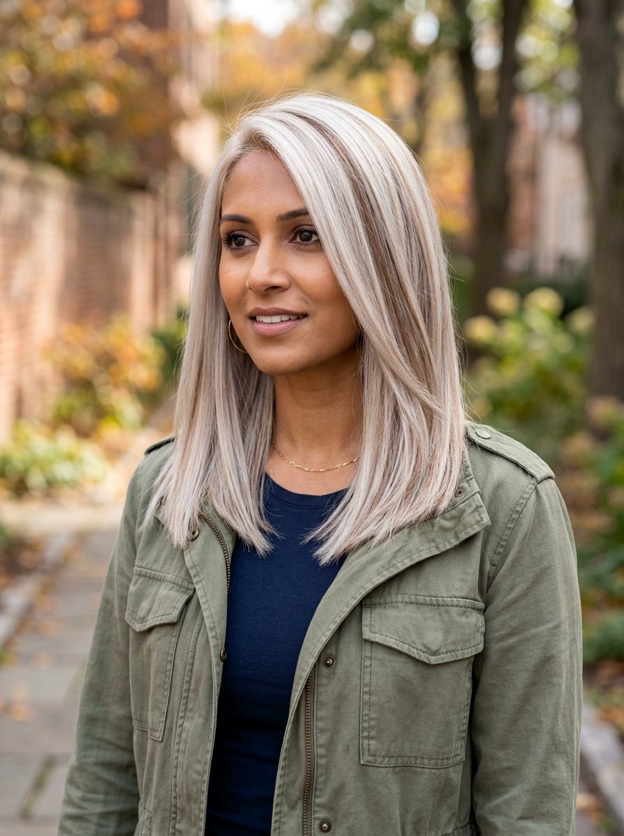 Platinum Hair with Walnut Brown Lowlights - 20 soft platinum with lowlights - 20 soft platinum with lowlights