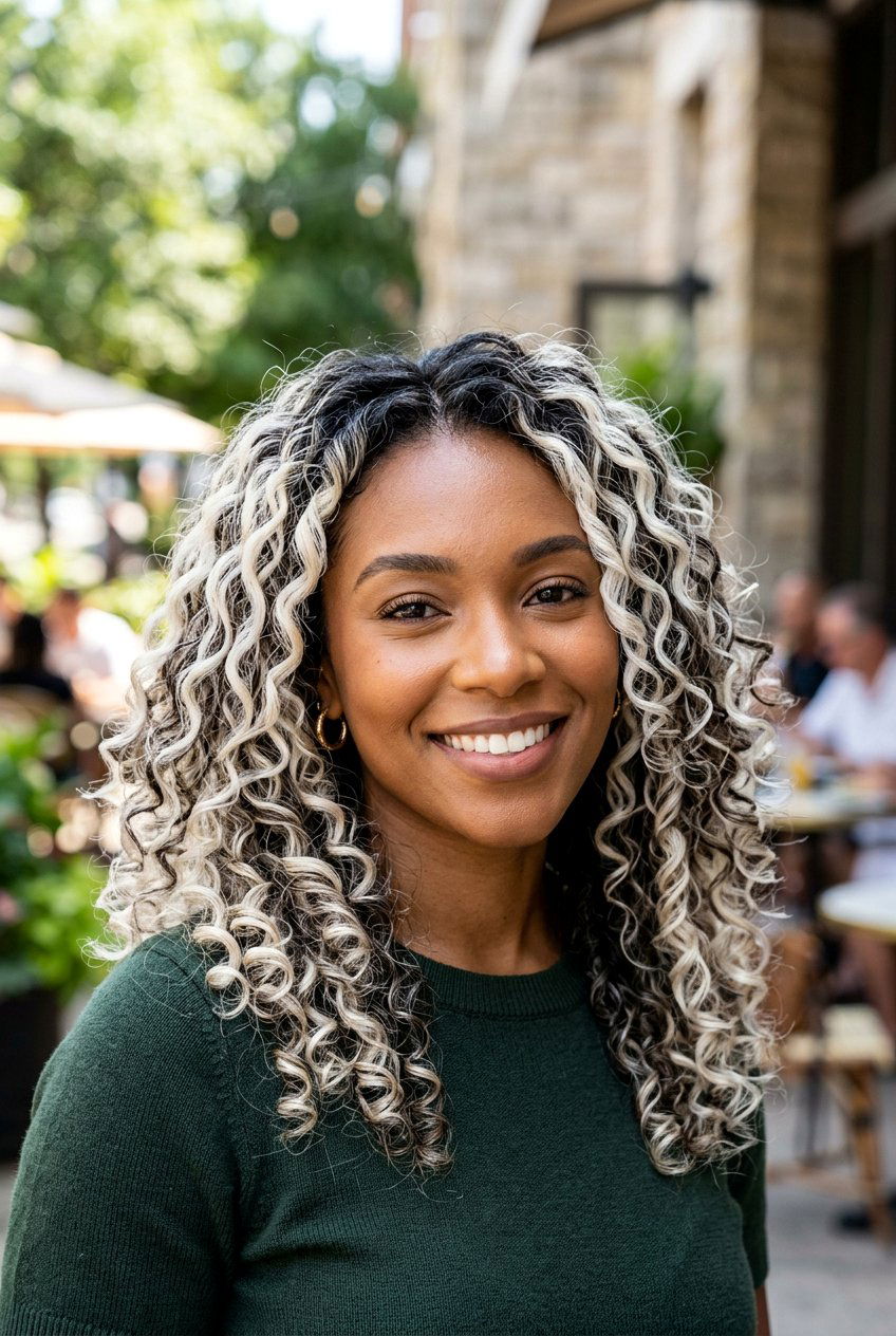 Platinum Highlights On Curly Hair - 20 highlights for curly hair women - 20 highlights for curly hair women