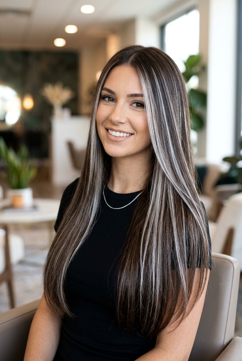 Platinum Highlights on Brown Hair - 20 full highlights on brown hair - 20 full highlights on brown hair