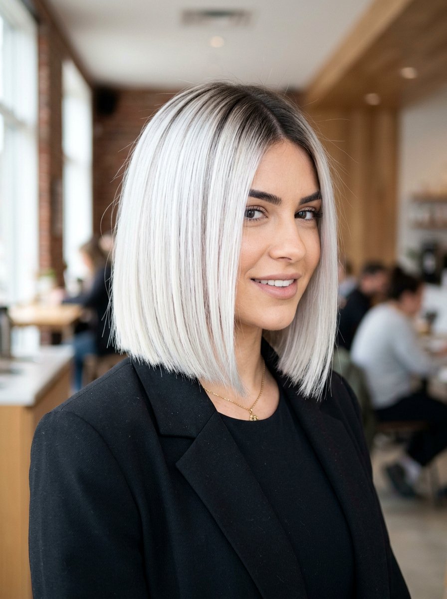 Platinum Icy Blonde Root Smudge Bob - 20 icy blonde with root smudge - 20 icy blonde with root smudge