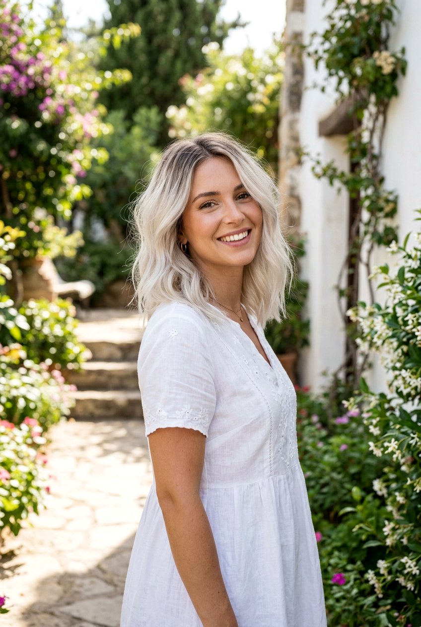 Platinum Lob With Smudged Roots - 20 rooted platinum blonde for women over 50 - 20 rooted platinum blonde for women over 50