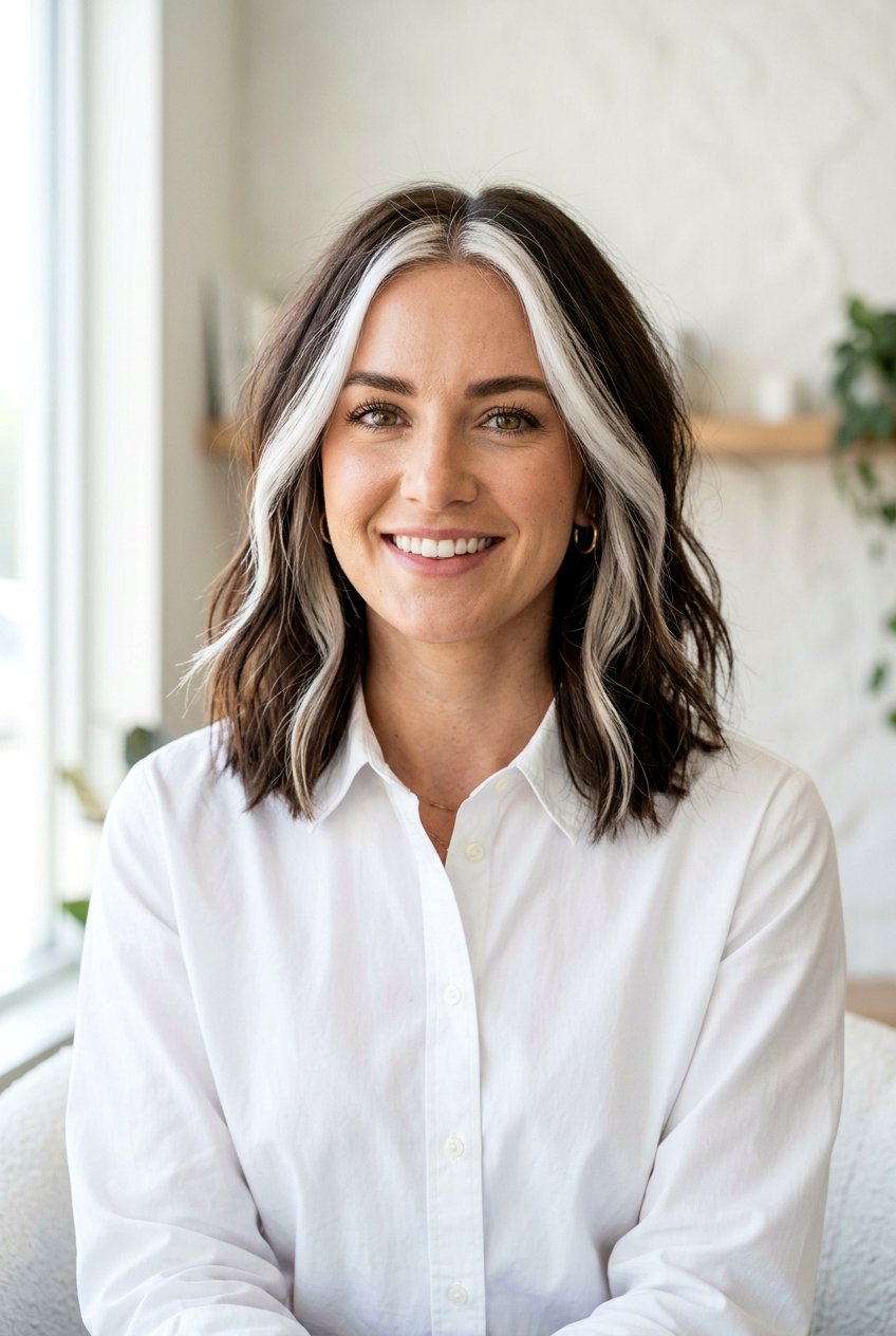 Platinum Money Piece Brunette Shoulder Length Hair - 20 brunette money piece for shoulder length hair - 20 brunette money piece for shoulder length hair