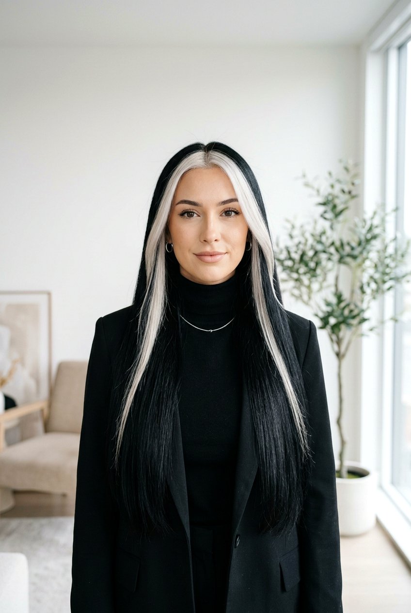 Platinum Money Piece on Black Hair - 20 bold money piece ideas - 20 bold money piece ideas