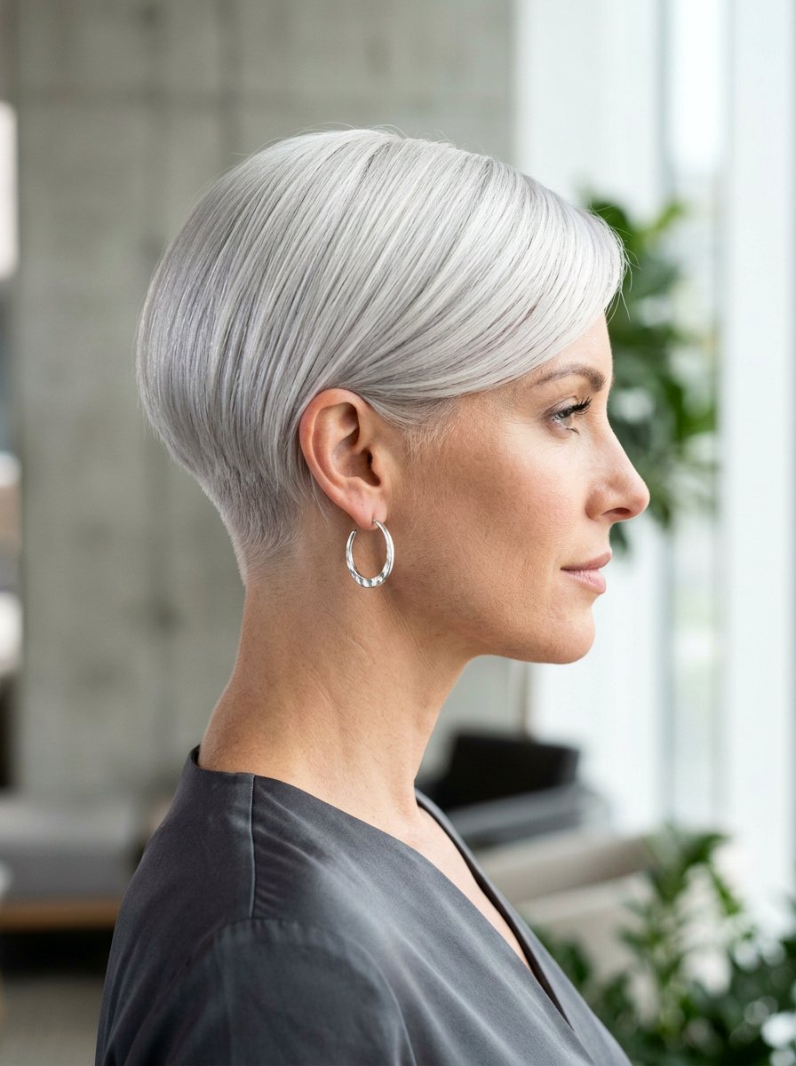 Platinum Pixie Cut Tapered Nape - 20 white pixie with tapered back - 20 white pixie with tapered back