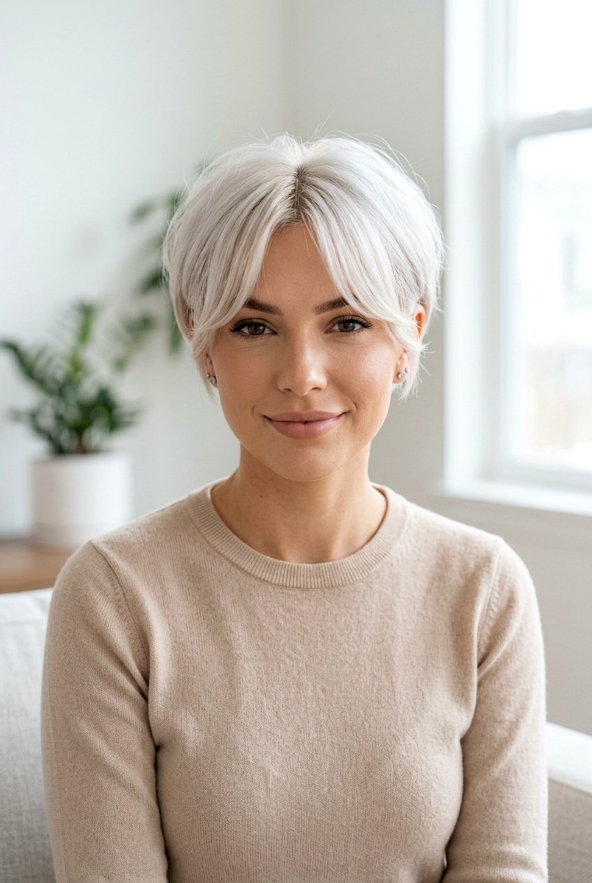Platinum Pixie Haircut With Curtain Bangs - 20 platinum pixie haircut - 20 platinum pixie haircut
