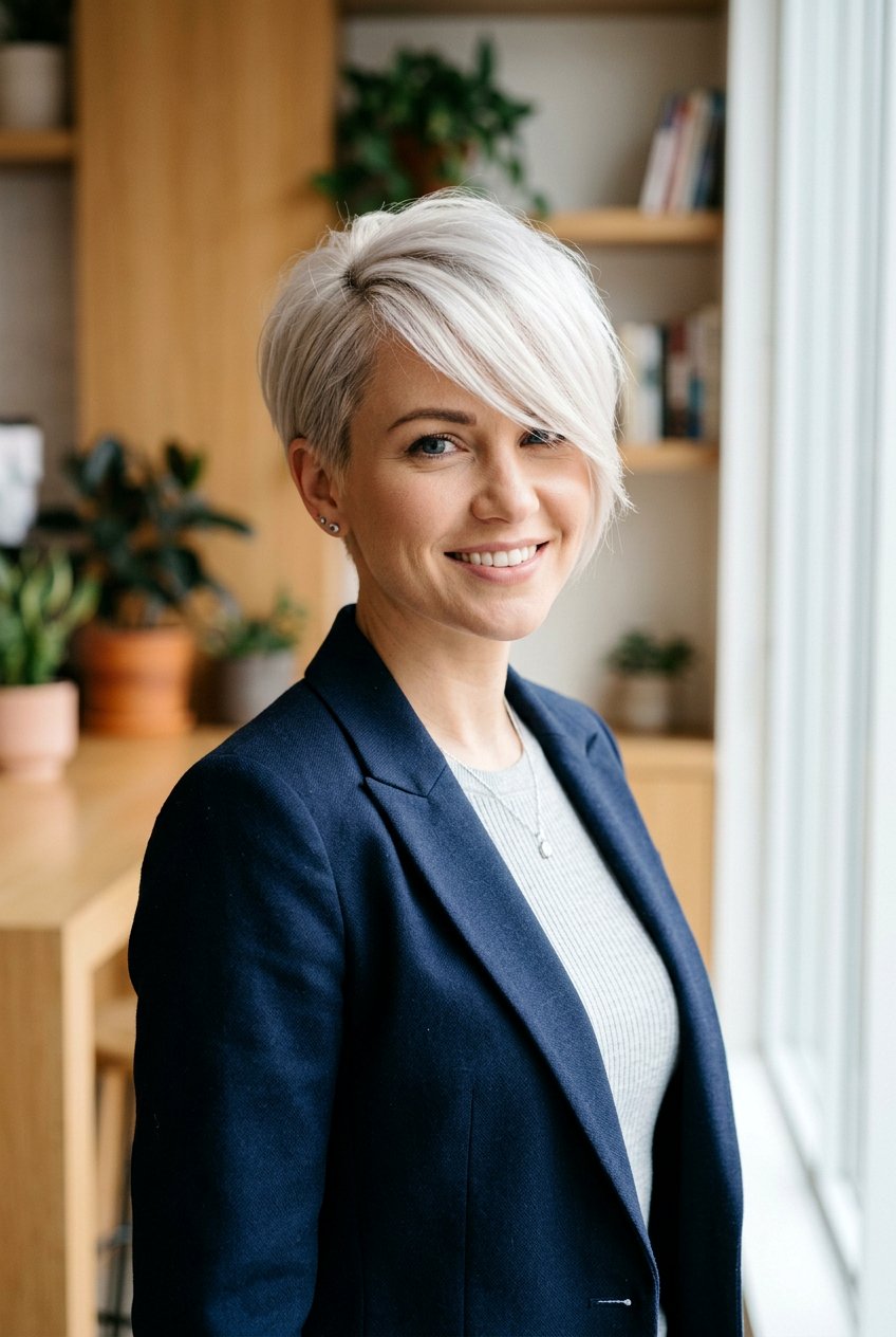 Platinum Pixie Haircut With Side Bangs - 20 platinum pixie haircut - 20 platinum pixie haircut