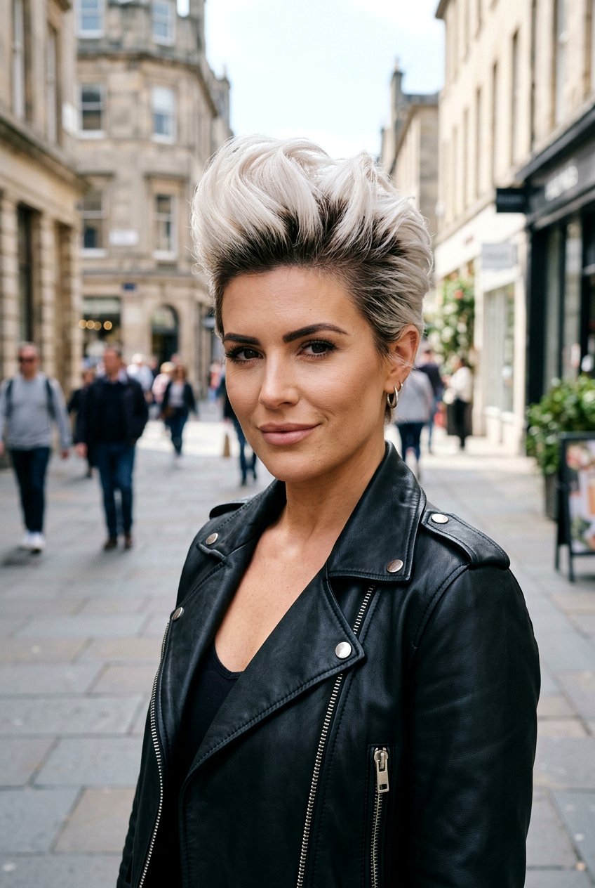 Platinum Pompadour With Shadow Root - 20 rooted platinum blonde for women over 50 - 20 rooted platinum blonde for women over 50