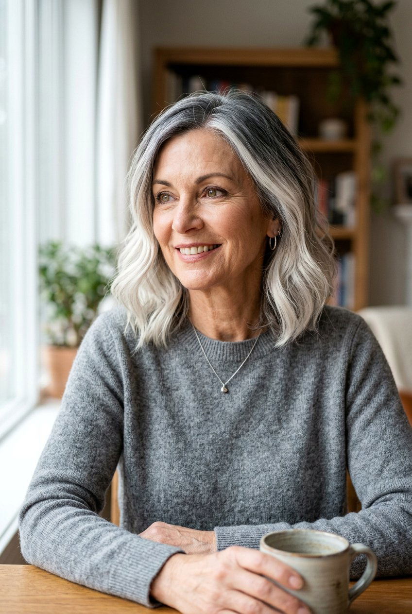 Platinum Shadow Roots - 20 gray blending highlights for women over 60 - 20 gray blending highlights for women over 60