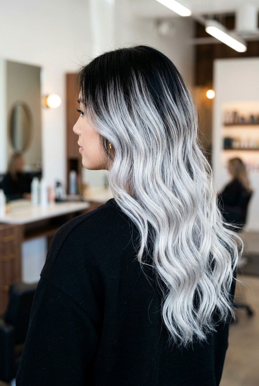 Platinum Silver Balayage Dark Roots - 20 silver balayage for dark hair - 20 silver balayage for dark hair