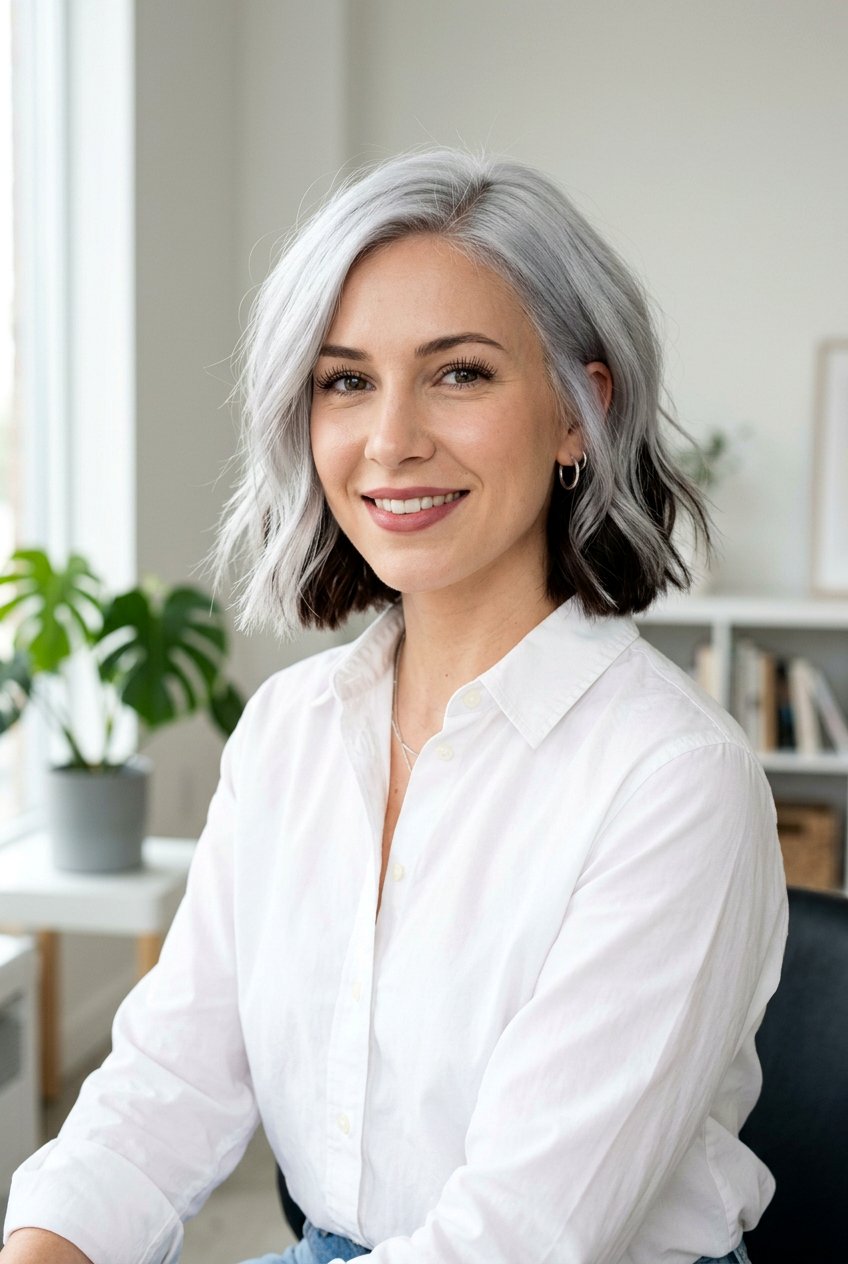 Platinum Silver Gray With Dark Underlayer - 20 natural gray transition hair color - 20 natural gray transition hair color