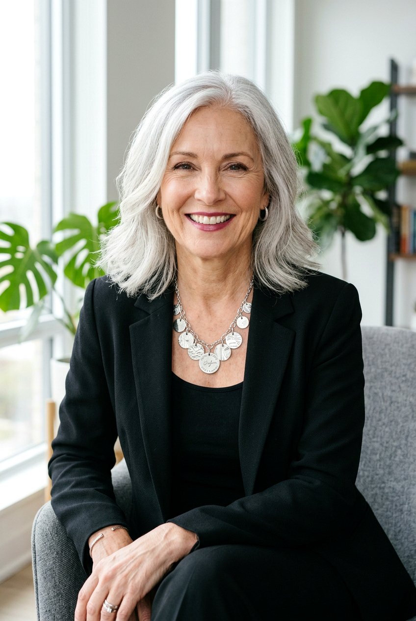 Platinum Silver Money Piece - 20 face framing highlights for women over 50 - 20 face framing highlights for women over 50