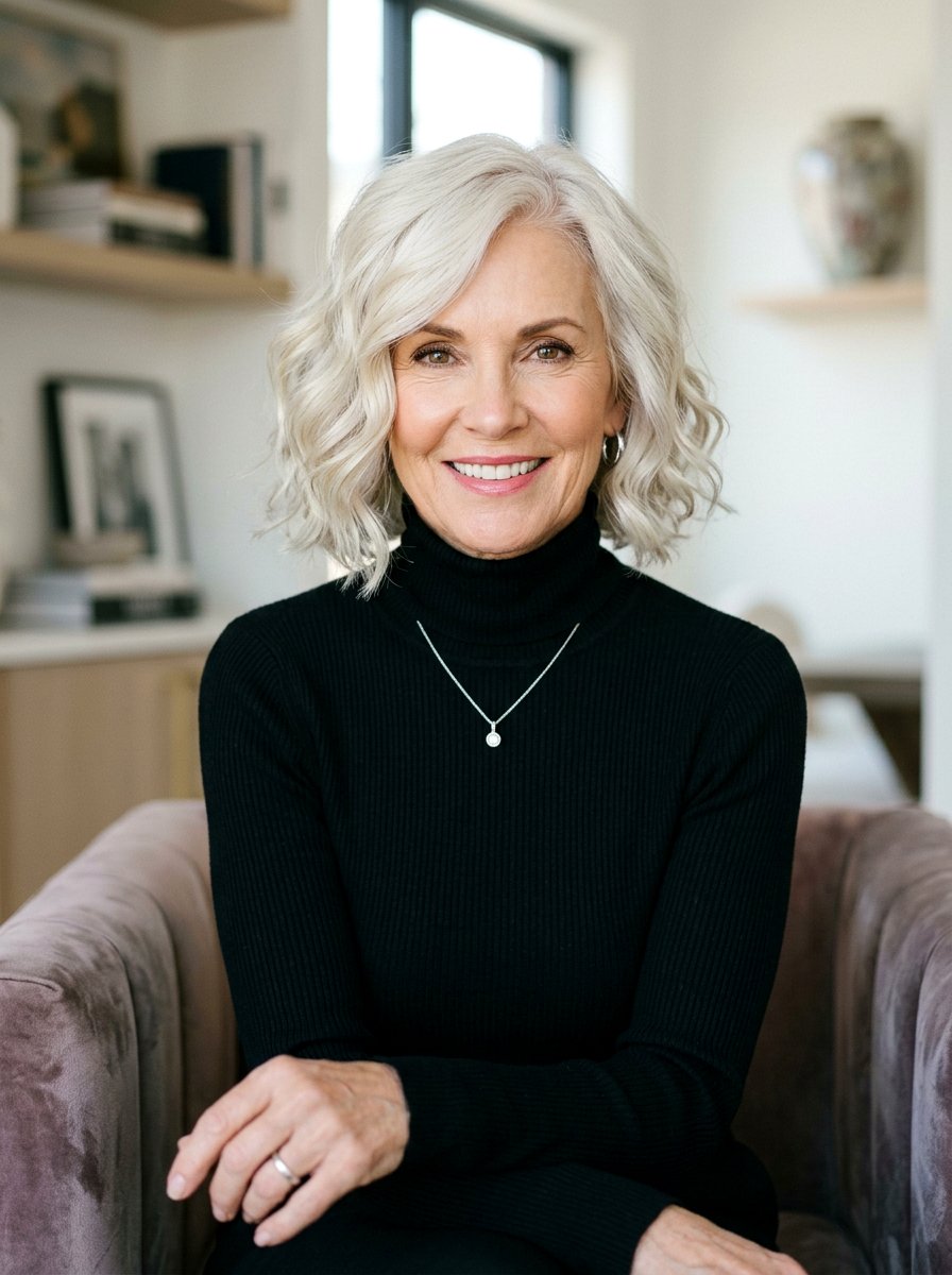 Platinum Wavy Bob Haircut - 20 wavy bob haircut for mature women - 20 wavy bob haircut for mature women