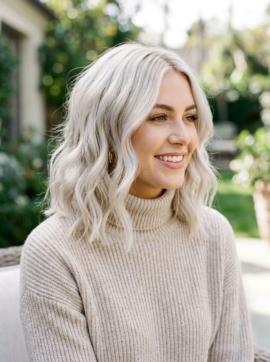 Platinum Wavy Lob Haircut - 20 wavy lob haircut for older women - 20 wavy lob haircut for older women