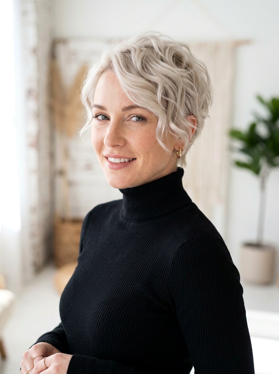 Platinum Wavy Pixie - 20 wavy pixie for fine hair women - 20 wavy pixie for fine hair women