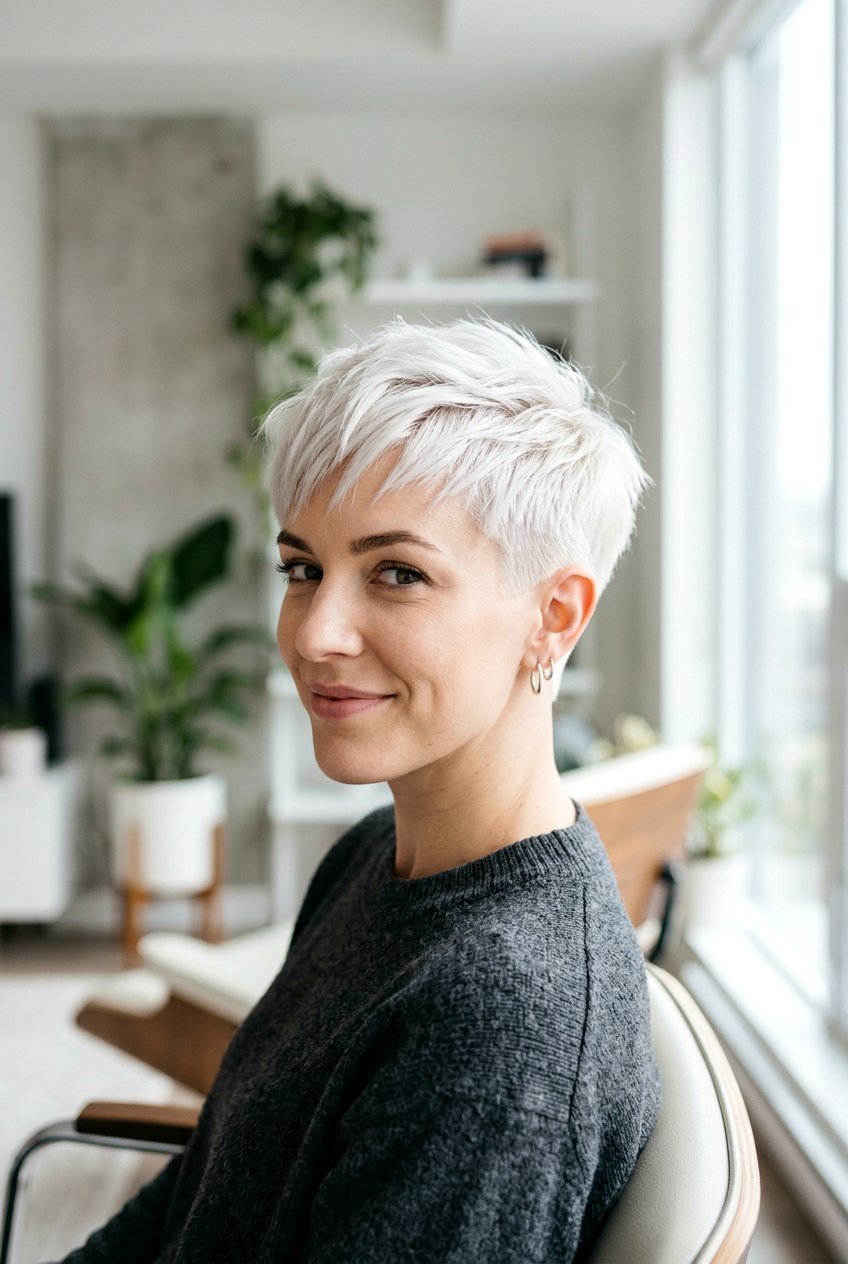 Platinum White Blonde Pixie Cut - 20 white blonde hair color - 20 white blonde hair color