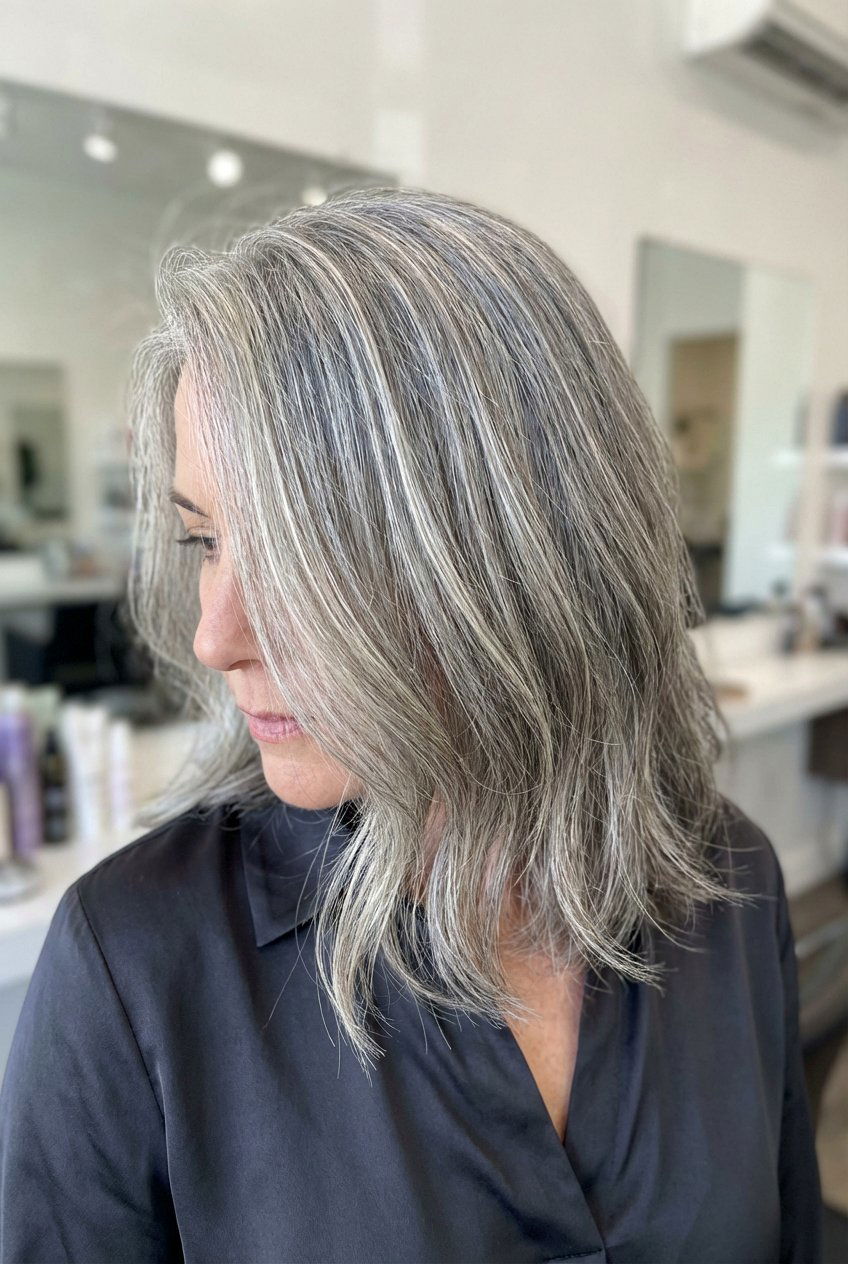 Platinum babylights for gray hair - 20 blonde gray blending highlights - 20 blonde gray blending highlights