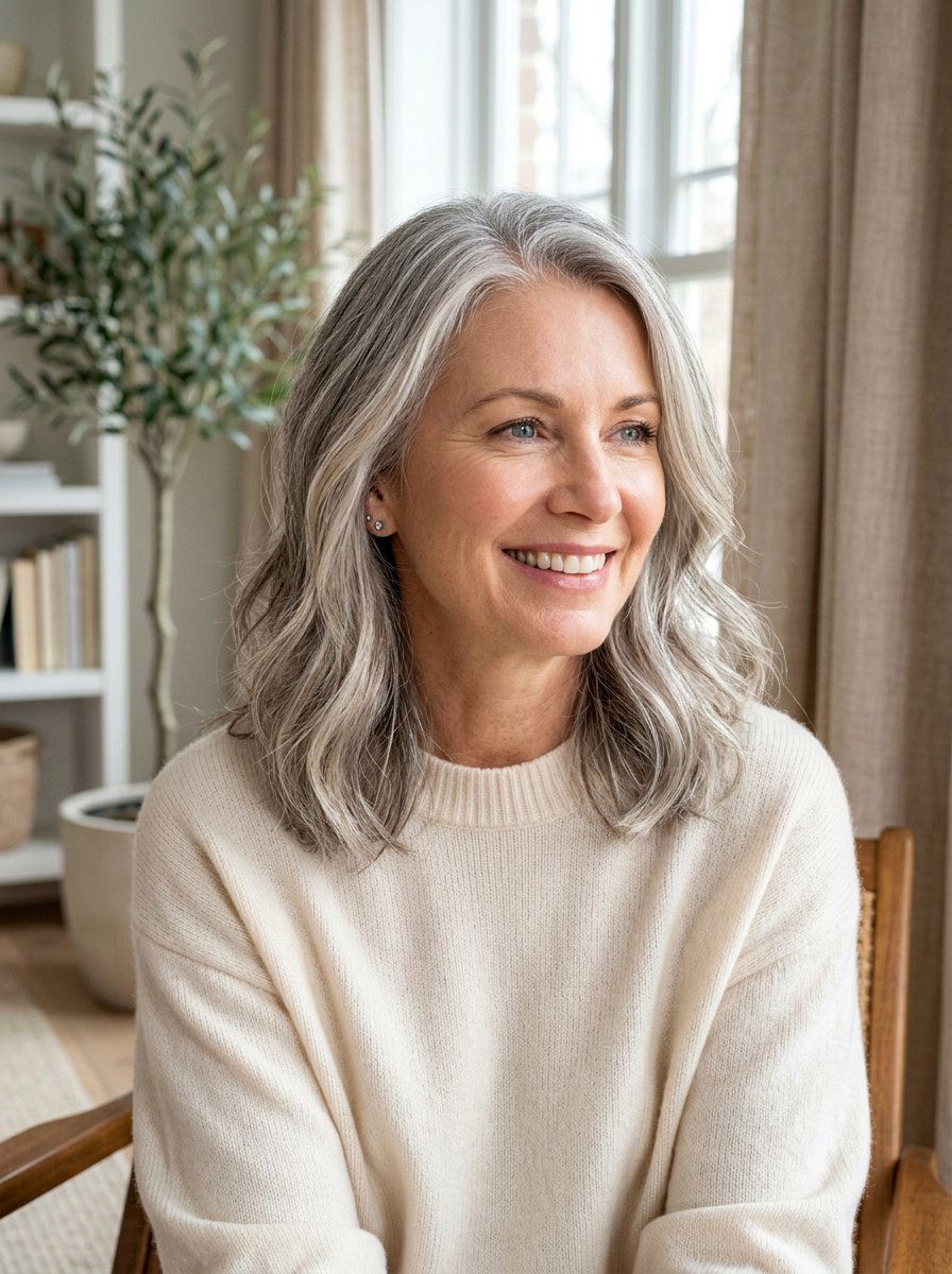 Platinum babylights for grey hair blending - 20 salt and pepper highlight ideas - 20 salt and pepper highlight ideas