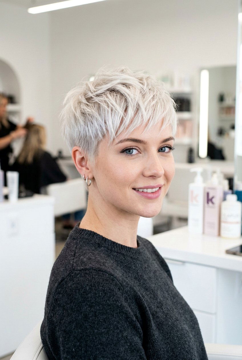 Platinum blonde pixie cut - 20 hair color ideas for short hair - 20 hair color ideas for short hair