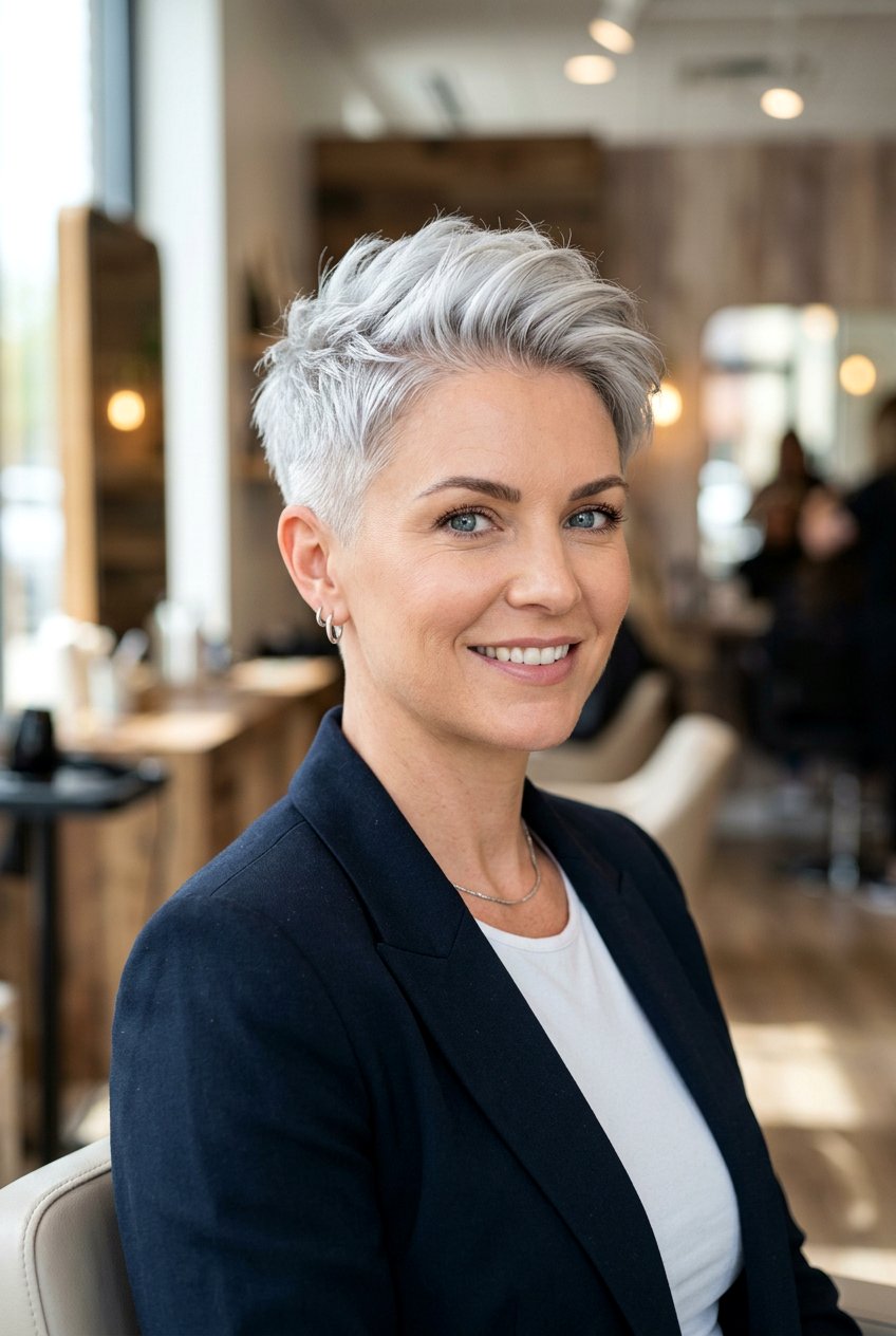 Platinum gray pixie - 20 short gray hairstyles - 20 short gray hairstyles
