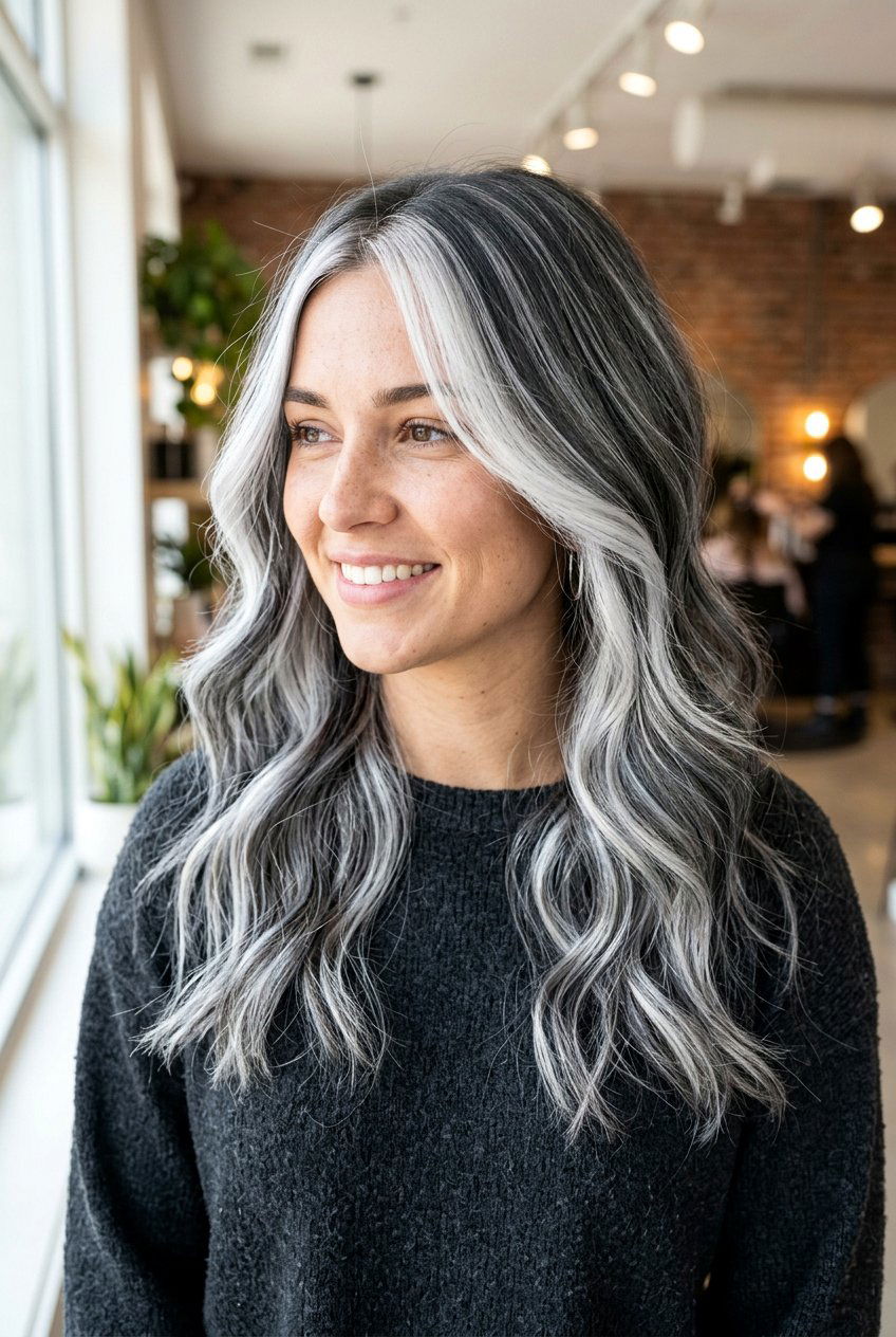 Platinum silver hair highlights - 20 salt and pepper hair color ideas - 20 salt and pepper hair color ideas