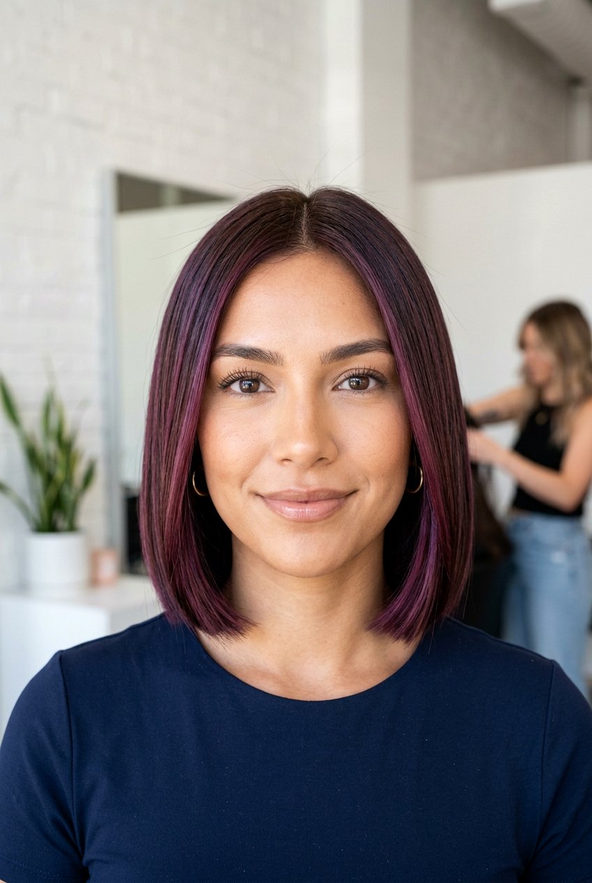 Plum Balayage Bob - 20 plum balayage on black hair - 20 plum balayage on black hair