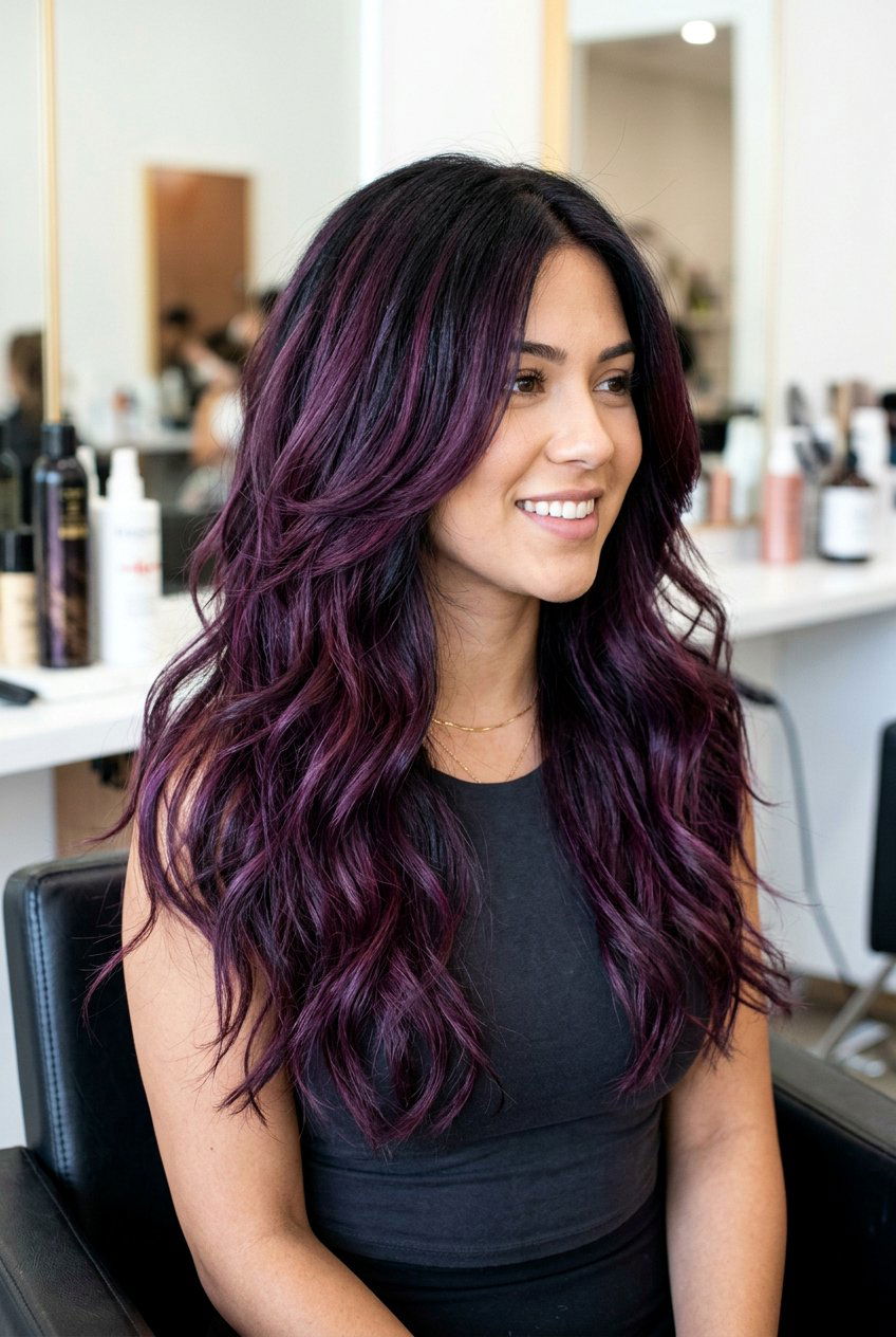 Plum Balayage On Layered Hair - 20 plum balayage on black hair - 20 plum balayage on black hair