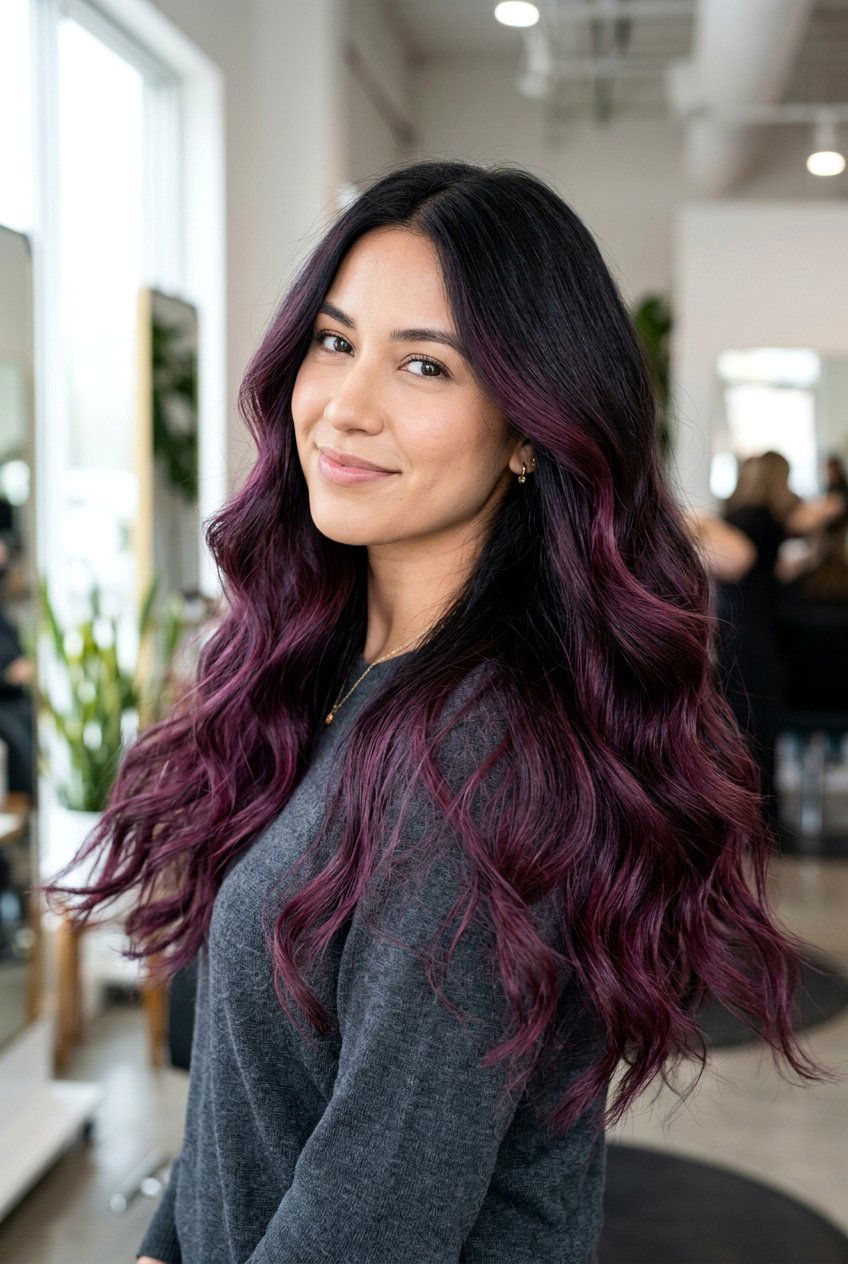 Plum Balayage On Long Hair - 20 plum balayage on black hair - 20 plum balayage on black hair