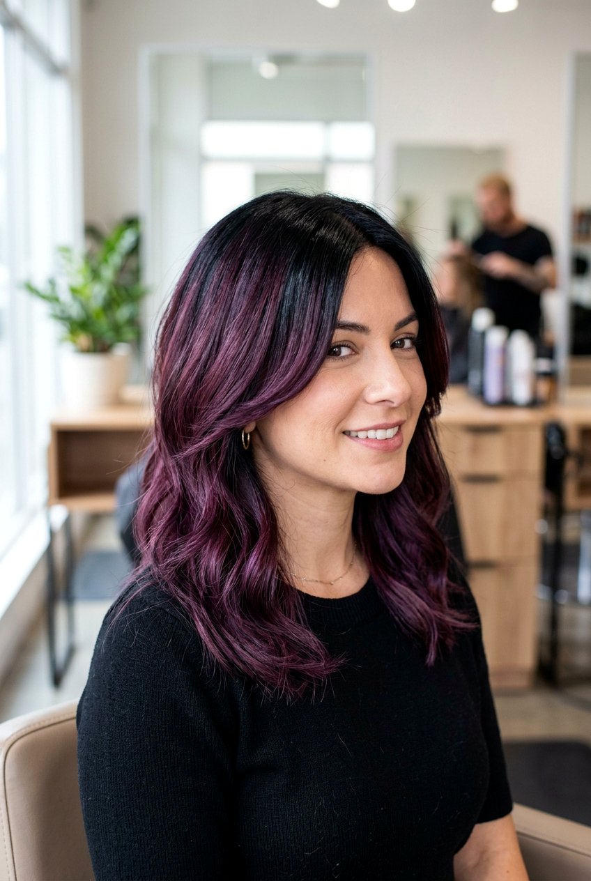 Plum Balayage On Medium Hair - 20 plum balayage on black hair - 20 plum balayage on black hair