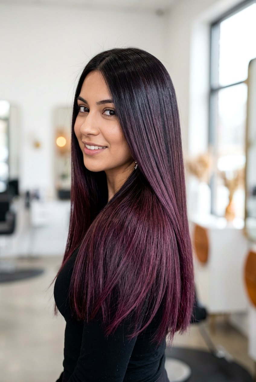 Plum Balayage On Straight Hair - 20 plum balayage on black hair - 20 plum balayage on black hair