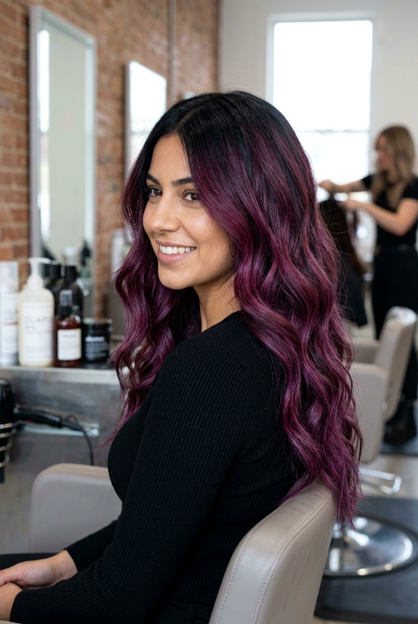 Plum Balayage With Black Roots - 20 plum balayage on black hair - 20 plum balayage on black hair