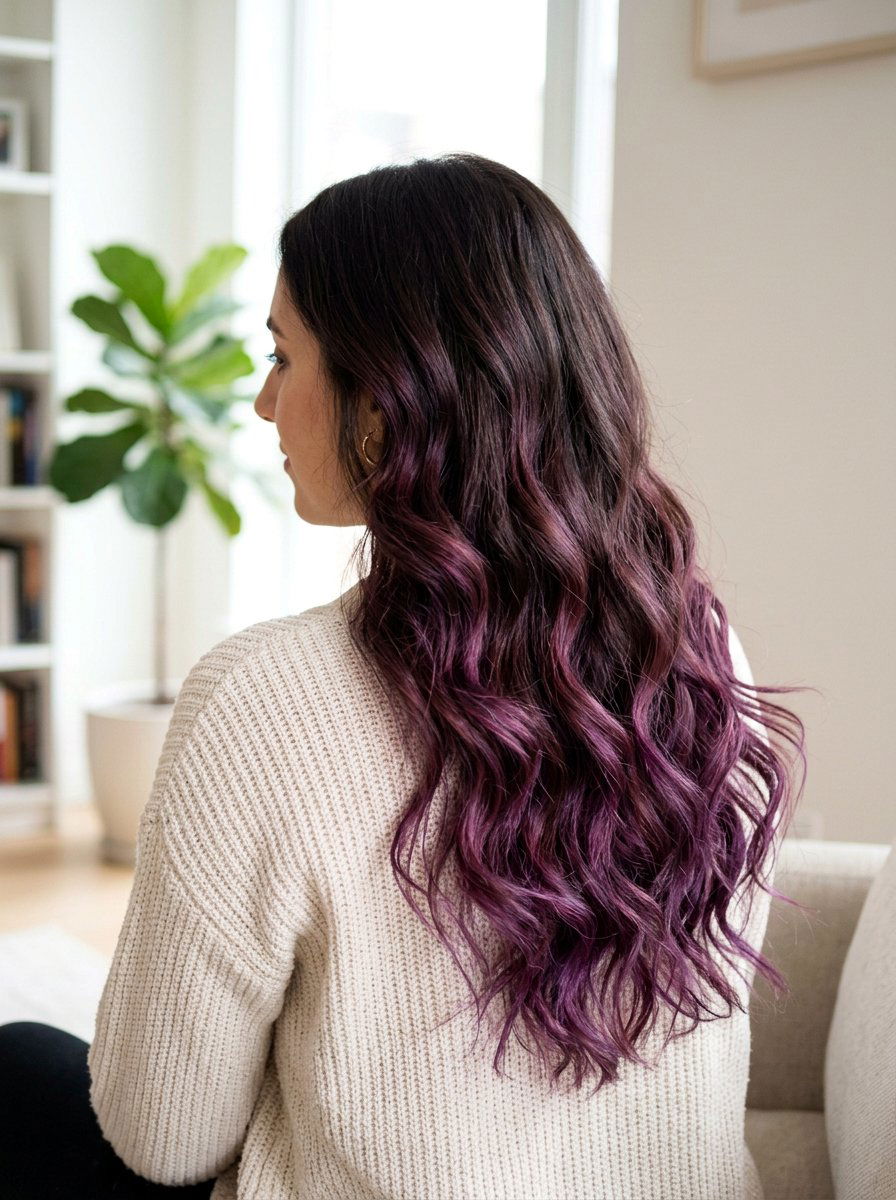 Plum Balayage on Brunette Hair - 20 plum brunette highlights - 20 plum brunette highlights