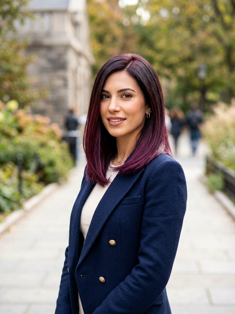 Plum Brunette Balayage Lob - 20 winter plum brunette balayage - 20 winter plum brunette balayage