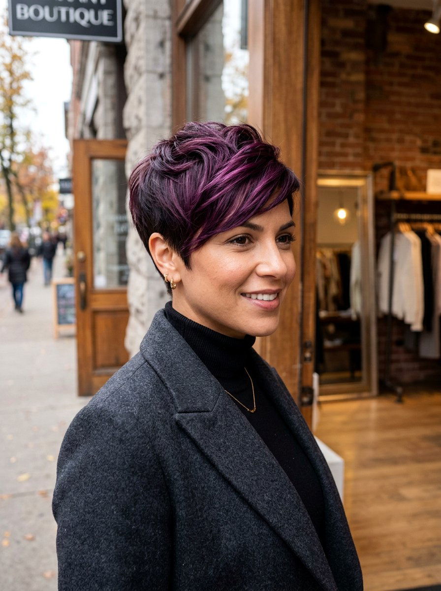 Plum Brunette Balayage Pixie Cut - 20 winter plum brunette balayage - 20 winter plum brunette balayage