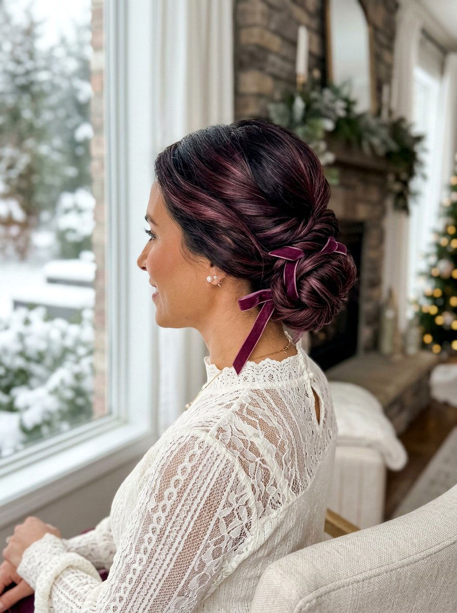 Plum Brunette Balayage Updo - 20 winter plum brunette balayage - 20 winter plum brunette balayage