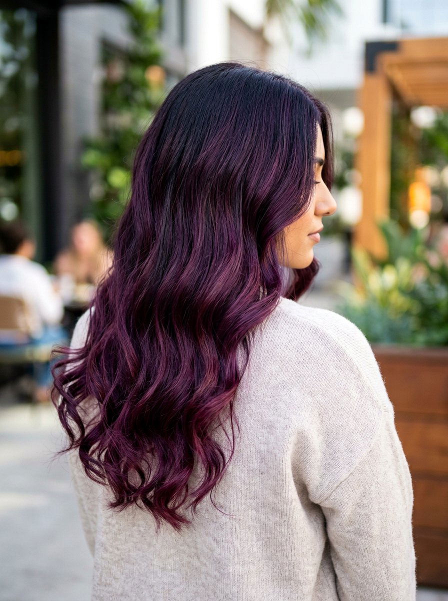 Plum Burgundy Balayage On Black Hair - 20 plum burgundy highlights on dark hair - 20 plum burgundy highlights on dark hair